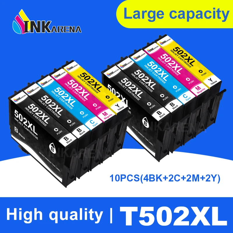 

INKARENA 502 Printer Ink Cartridge T502 502XL T502XL For Epson Expression Home XP-5100 XP-5105 WorkForce WF-2860DWF WF-2865DWF