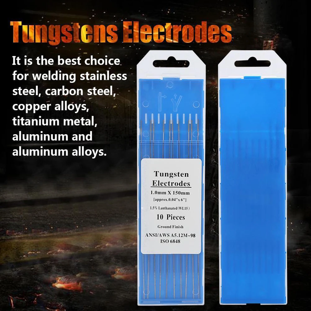 

10PCS Tungsten Electrodes TIG Welding Rods Stainless Steel Metal Welding WL15 Lanthanum Tungsten TIG Electrodes