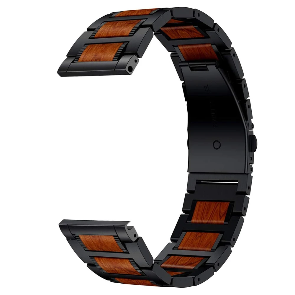 22mm Metal strap For Samsung Galaxy Watch 3 Gear S3 Huawei Watch 3/GT2 Pro Amazfit GTR/Stratos Strap Wooden Bracelet Accessories