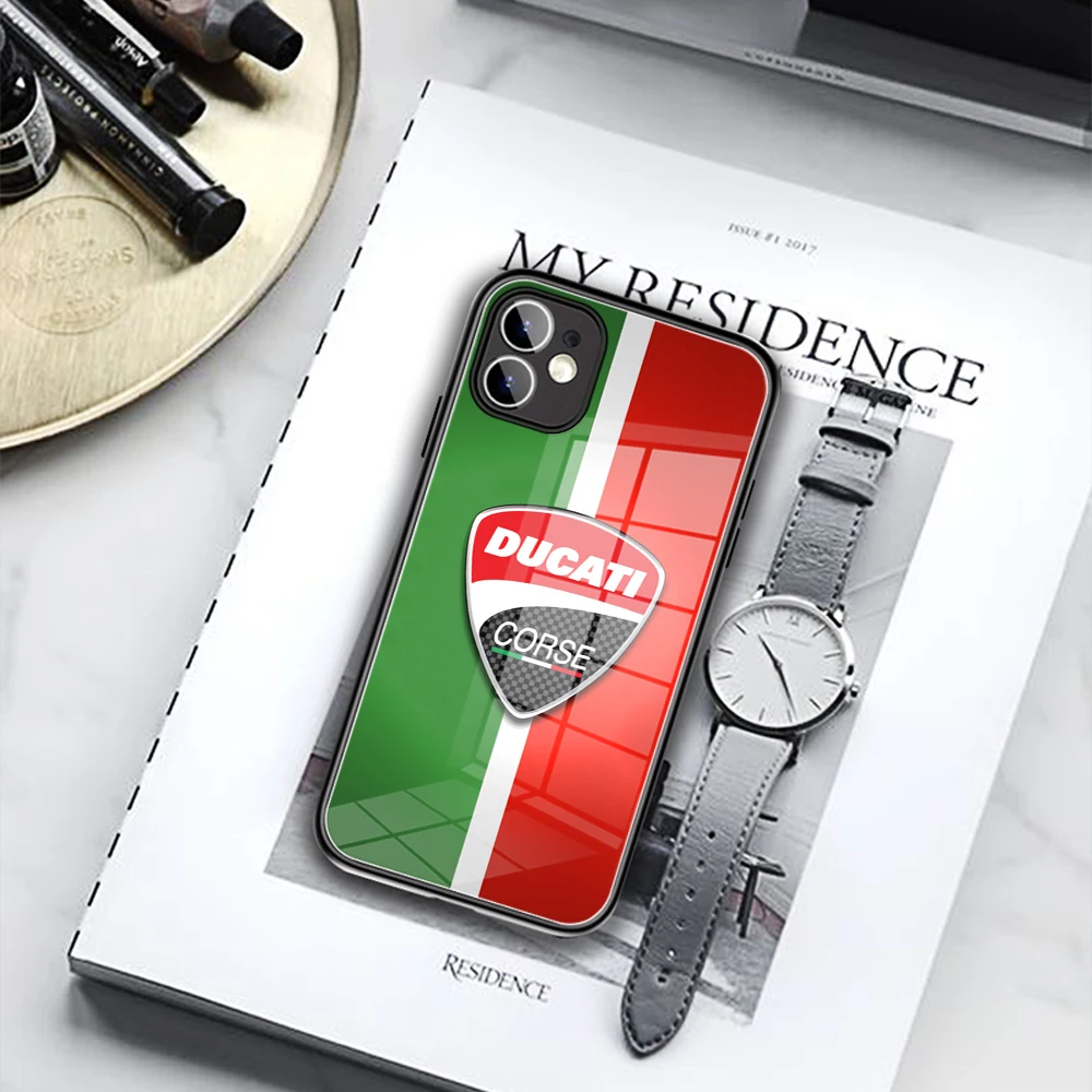 Чехол для телефона DUCATI из закаленного стекла iPhone 13 11 Pro MAX XR XS 8X7 6 Plus 2020 12 Max Mini чехлы