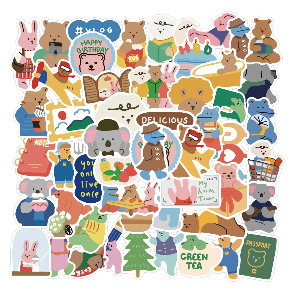 

10/50PCS cute cartoon bear graffiti children's toy luggage laptop skateboard mobile phone waterproof sticker decoration