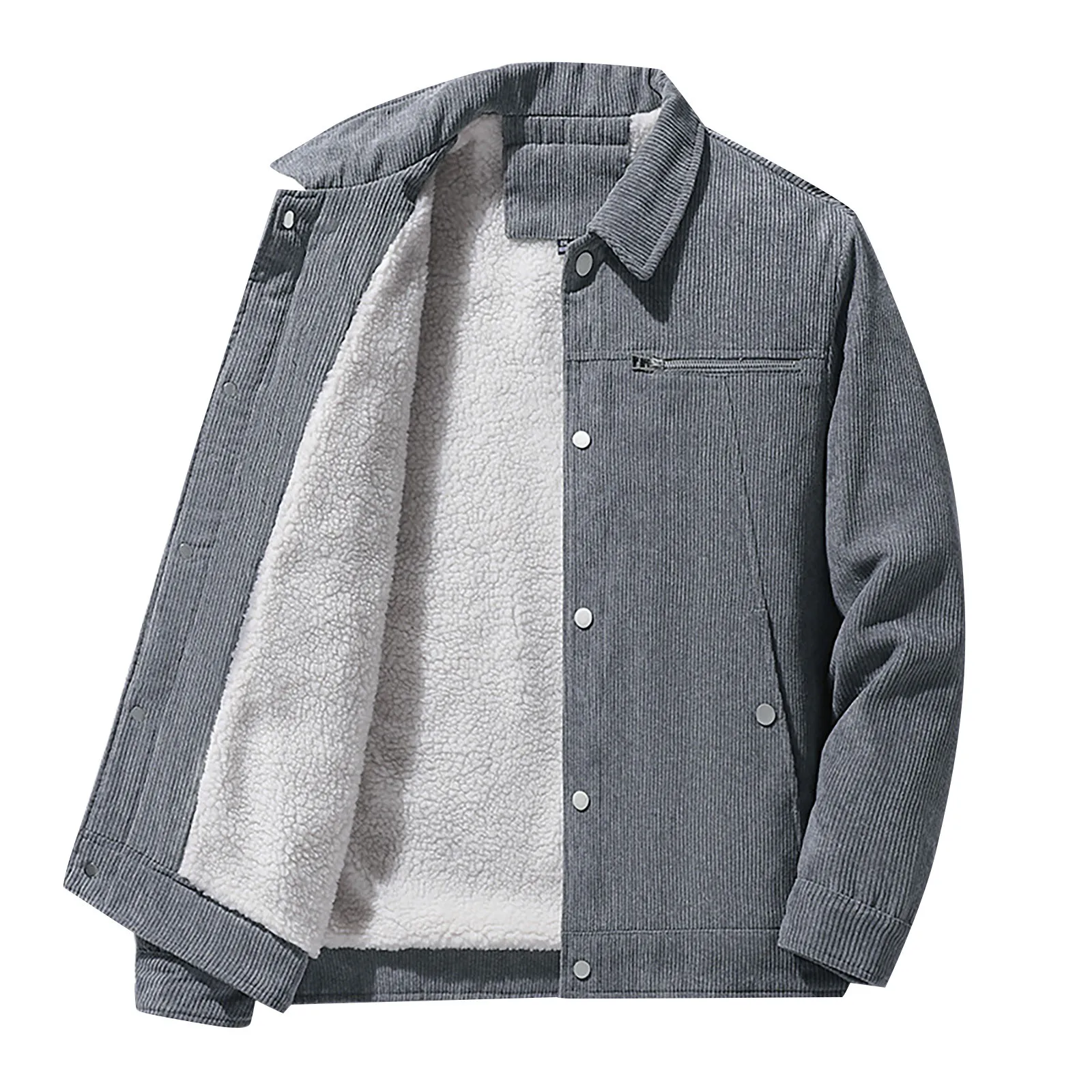 

New Men's Clothing Winter Coat Jacket Men's Corduroy Plush Thickened Jacket Lapel Loose Lambswood Jacket Chaquetas Hombre