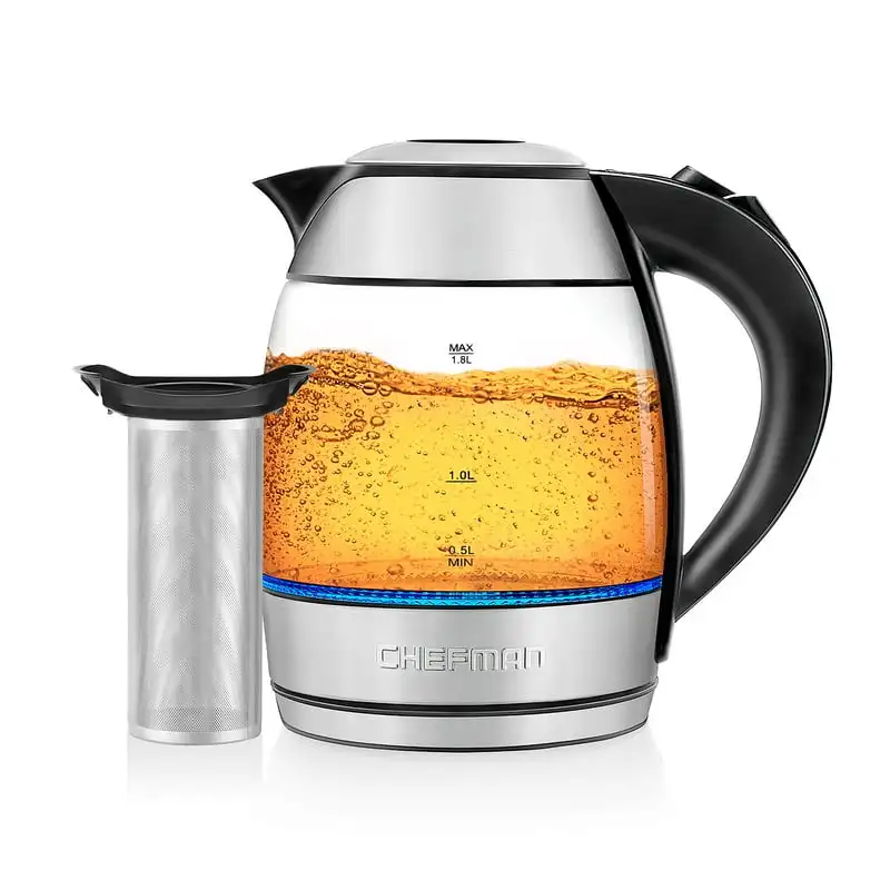 

Boiling 1.8L Glass Kettle, Removable Tea Infuser, Auto Shutoff, LED Lights Tea kettle Hervidor de agua electrico envio gratis T