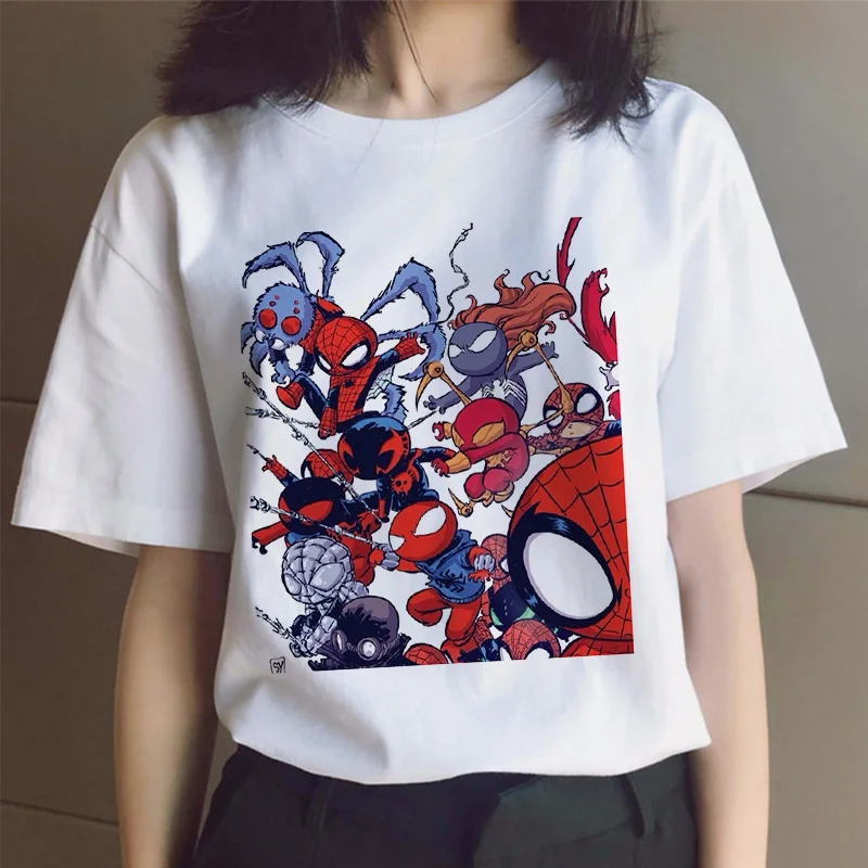 

Disney Women's T-shirt Harajuku Top Harajuku Spiderman 3 Anime Printing Clothes Round Neck Short Sleeve Casual Kawaii Cute Tee