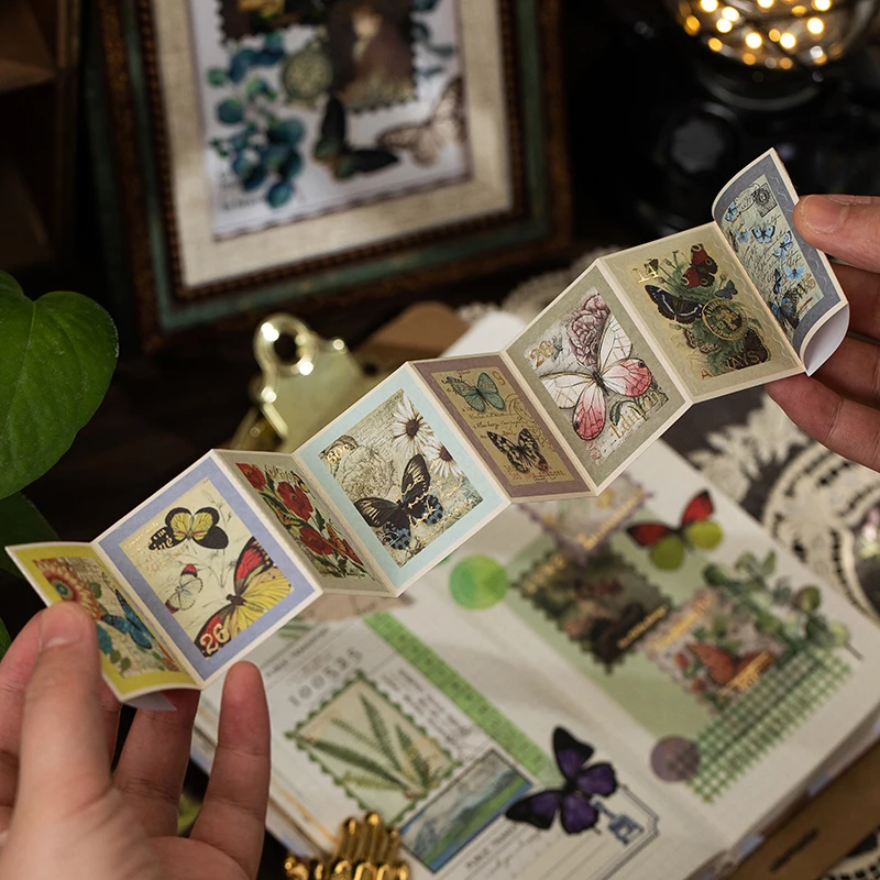 

40 шт./лот винтажные бронзовые наклейки с растениями, литературные наклейки «сделай сам», материал для учетных записей, декоративные наклейк...