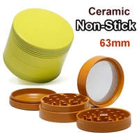 non stick tobacco grinder silicone ceramic coated crusher 4 layers 63mm aluminium alloy herb mills grinders fumar hierba