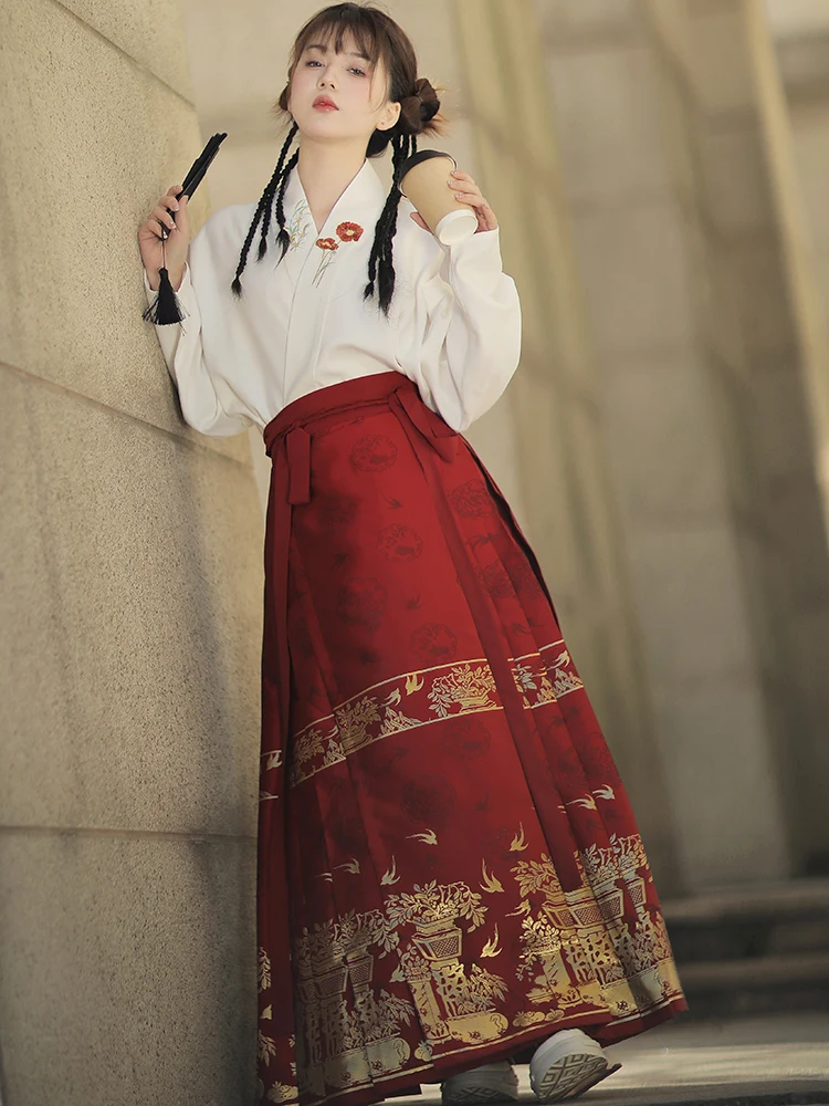 Юбка ханьфу в китайском стиле оригинальный костюм династии мамианкун плетеная