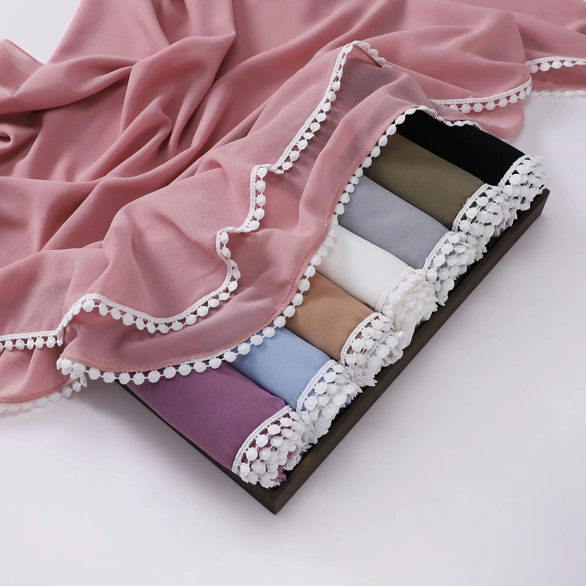 Новый шифоновый шарф с пузырьковым жемчугом мусульманский женский хиджаб тюрбан