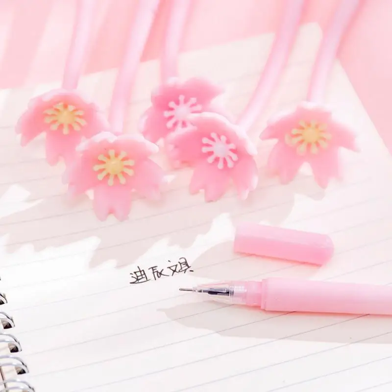 

1PC Gel Pen High Quality Soft Silicone Romantic Cherry Blossom Small Fresh And Cute Black Signature Pen Home Decoration