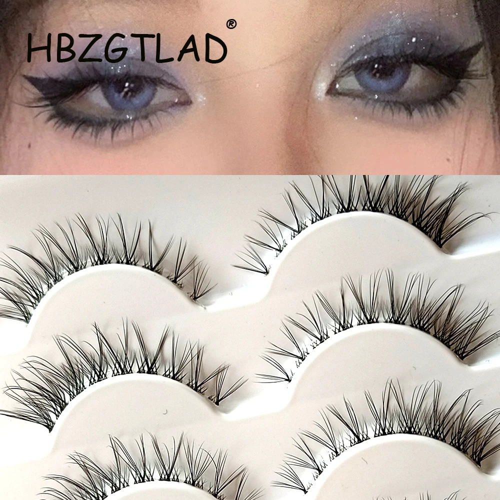 

5 Pairs 3D Faux Mink Lashes Invisible band Lashes Natural short Transparent Terrier Lashes Clear Band Soft Eyelashes Extension