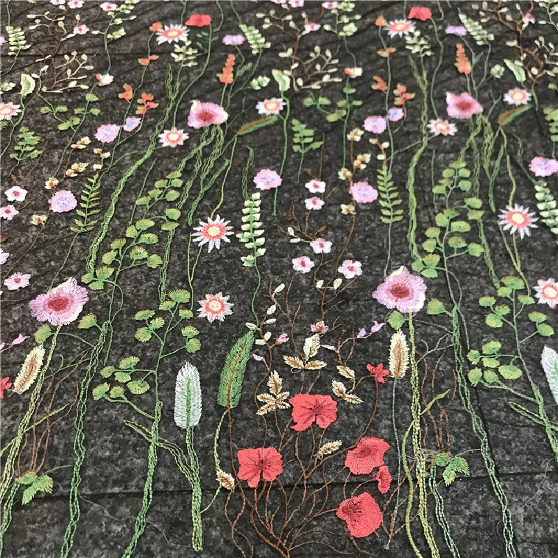 3/5/10yard Aquatic Plants Flower Mesh Embroidered Tulle Lace Fabric for Sewing Dress Bridal Wedding Party Cloth By the Yard - купить по