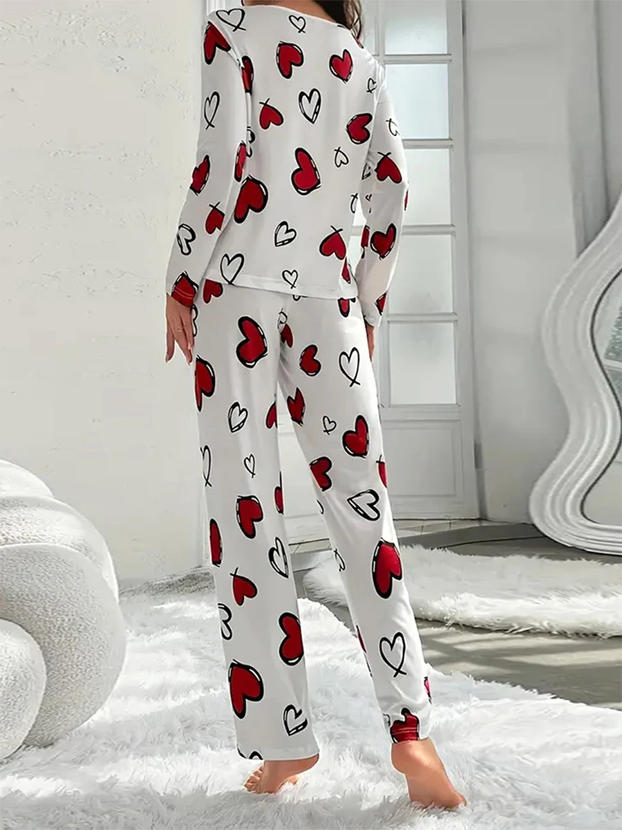 Женский комплект из двух предметов для отдыха с длинным рукавом и круглым