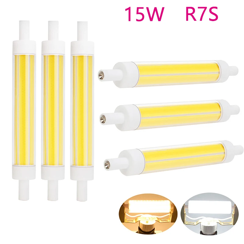 High Power Ceramics  R7S LED Dimming 118mm 15W COB Lamp Tube Floodlight 220V J118 Replacement for Halogen Light In Home 150W
