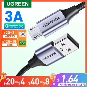 Imported Ugreen Micro USB Cable 3A Nylon Fast Charging USB Type C Cable for Samsung Xiaomi HTC USB Charger Da