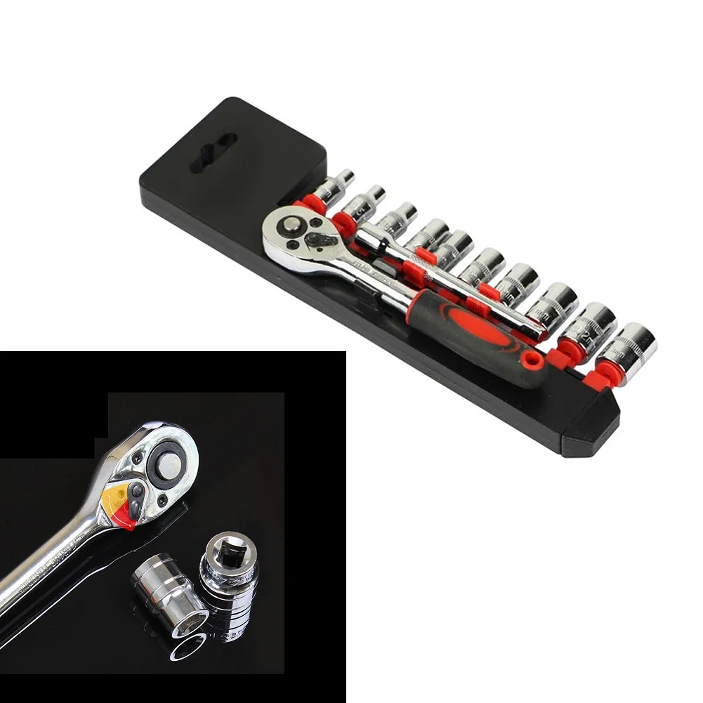 

12 Pcs/Set Wrench Ratchet Socket Wrench Set DIY Fix Repair Hand Tool Socket Adapter Set Home Auto Car Bicycle Repairing Tool