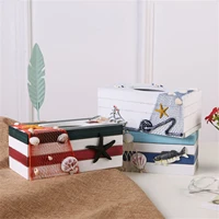 creative sea style wooden tissue box wood table tissue holder toilet paper holder case handkerchief box for living room bathroom