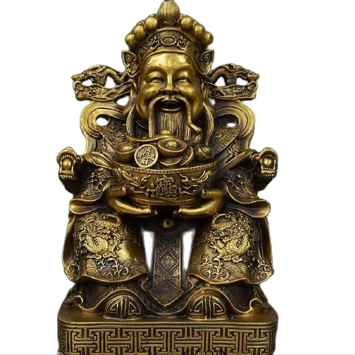 

Chinese Taoism Tempal Bronze Copper Mammon Money Wealth God Yuanbao Coin Statue