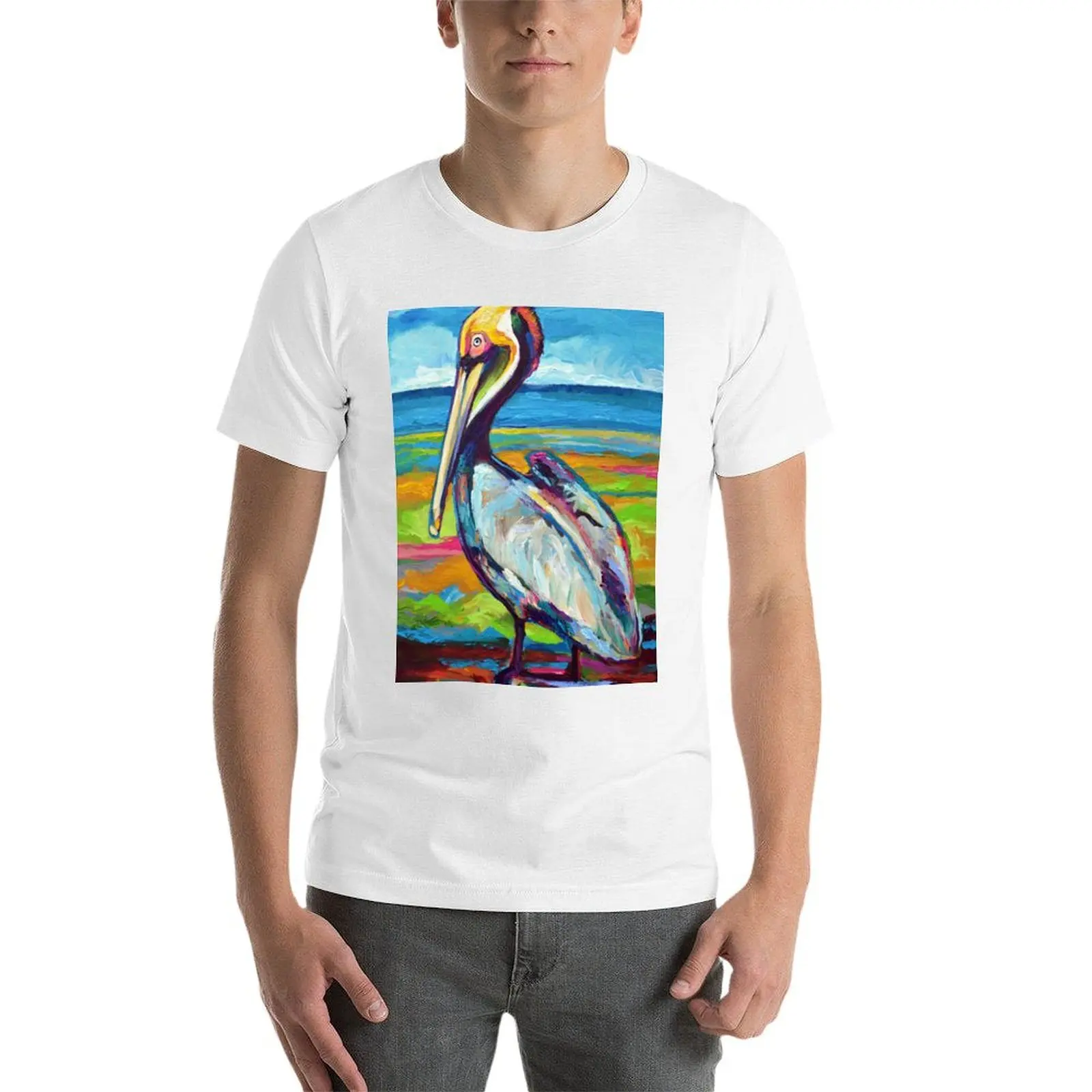 Фото Красочная футболка St Pete Pelican, забавные футболки, хлопковые футболки для мужчин, хлопковая футболка №4