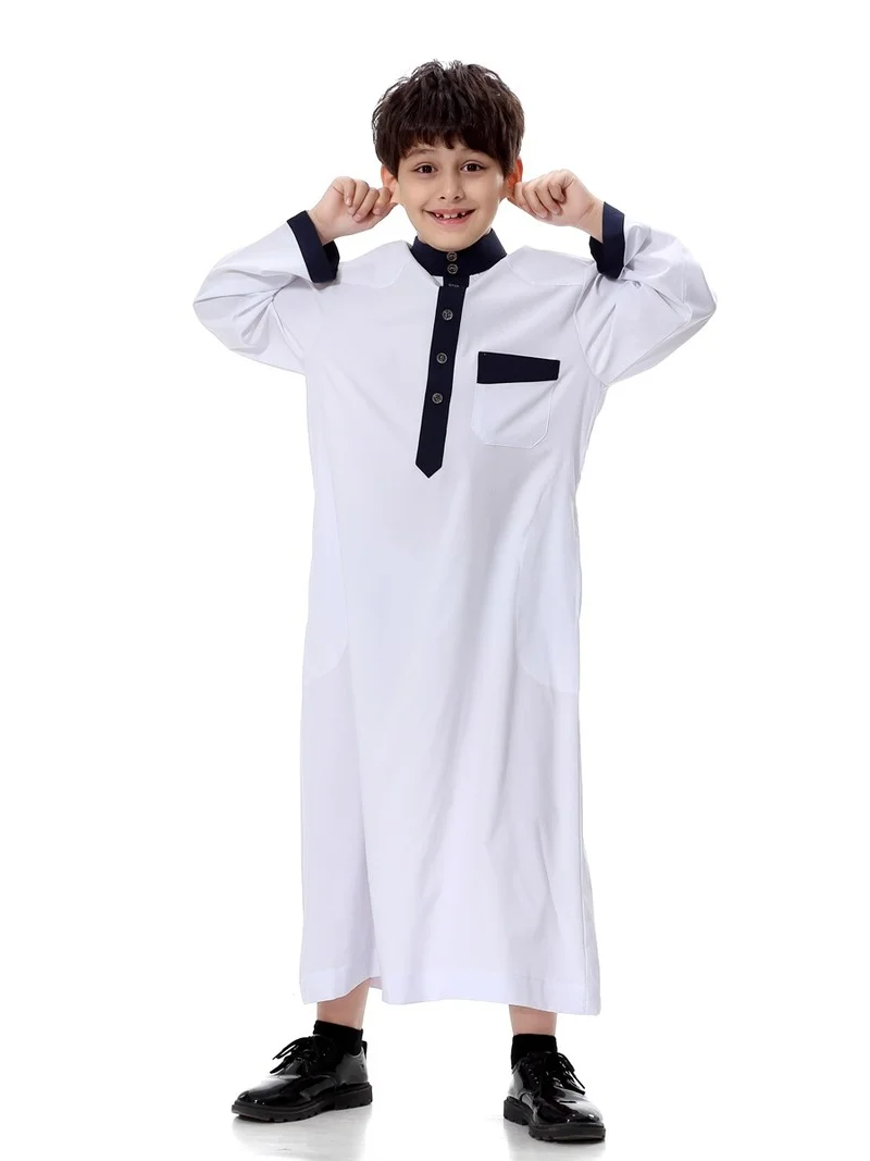 Ramadan Muslim Kids Abaya Jubba Thobe Boy Long Dress Caftan Children Islamic Robe Dubai Arab Kaftan Saudi Arabia Worship Service