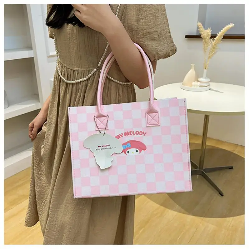 

Kawaii Cinnamoroll сумка через плечо аниме Sanrio Милая Mymelody Kuromi большая емкость путешествия войлочная сумка мультфильм сладкий подарок на день рождения