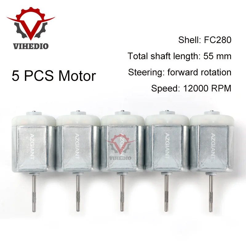 

5 PCS OEM Motor FC280 DC 12000 RPM 55mm DIY Engine For Car Replacement Power Accesseries Forward Rotation Toy High Quality