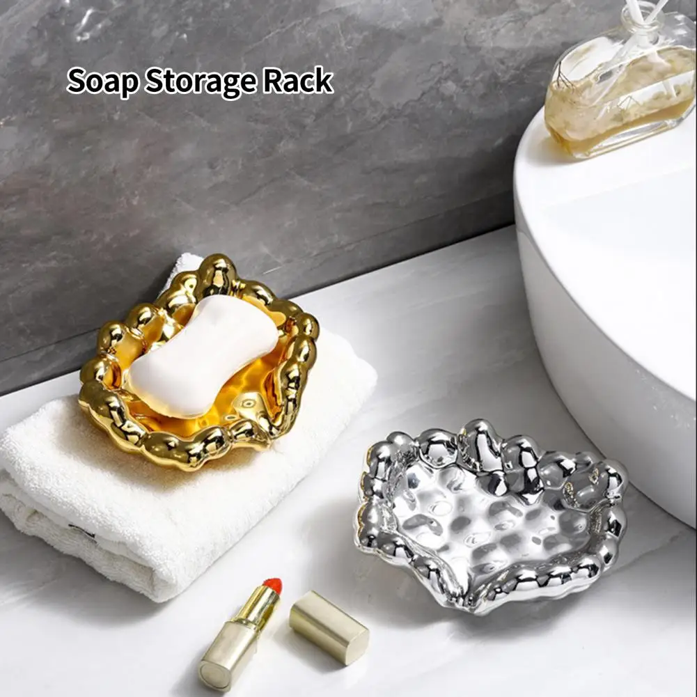 

Light Luxury Creative Soap Box Dish Bathroom Gadget Electroplate Punch Free Storing Cloud Shape Keep Tidy Soap Storage