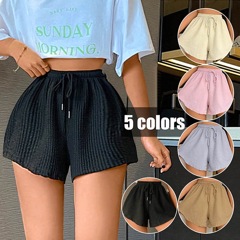 

Women Sports Shorts Solid Color Loose Summer Elastic High Waist Girl Casual Comfortable Workout Daily Clothes Fitness For Female