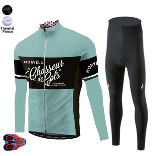 

Morvelo Winter Thermal Fleece Cycling Jersey long sleeve 9D GEL PAD no bib Pants ropa ciclismo Clothing maillot Ciclismo sets