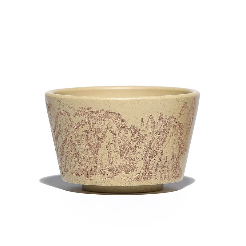 

Чайная чашка из сиреневого песка с гравировкой лотоса, 70 мл