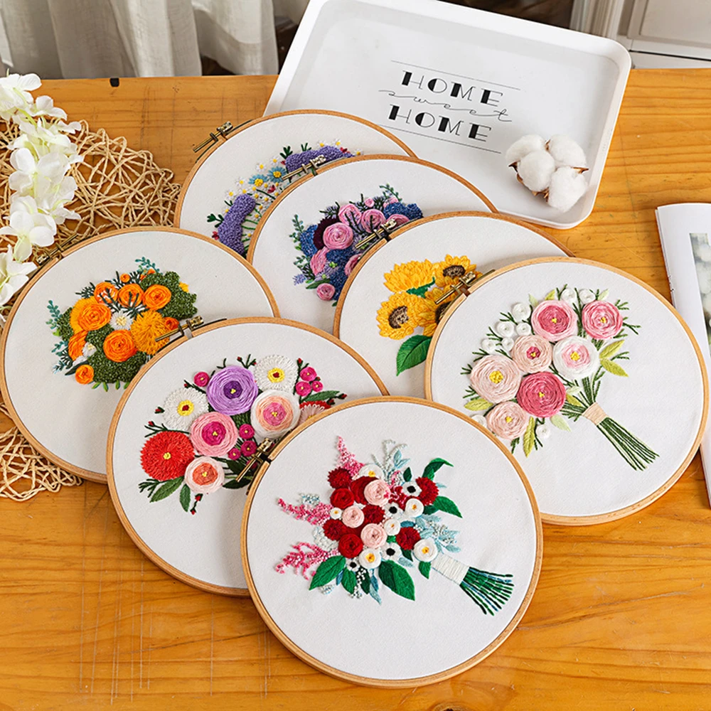 

Embroidery Starter Kit for Beginners, Stamped Embroidery Kit with Pattern and Instructions, Cross Stitch Set Kids Adults Crafts