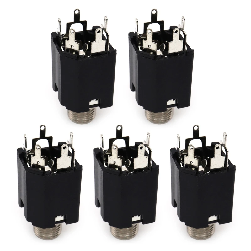 

Stereo Socket Panel Mount Jacks Plug Stereo 5 Pin 6.35MM for Mic 5-pin In-line Vertical Microphone Accessories E8BE