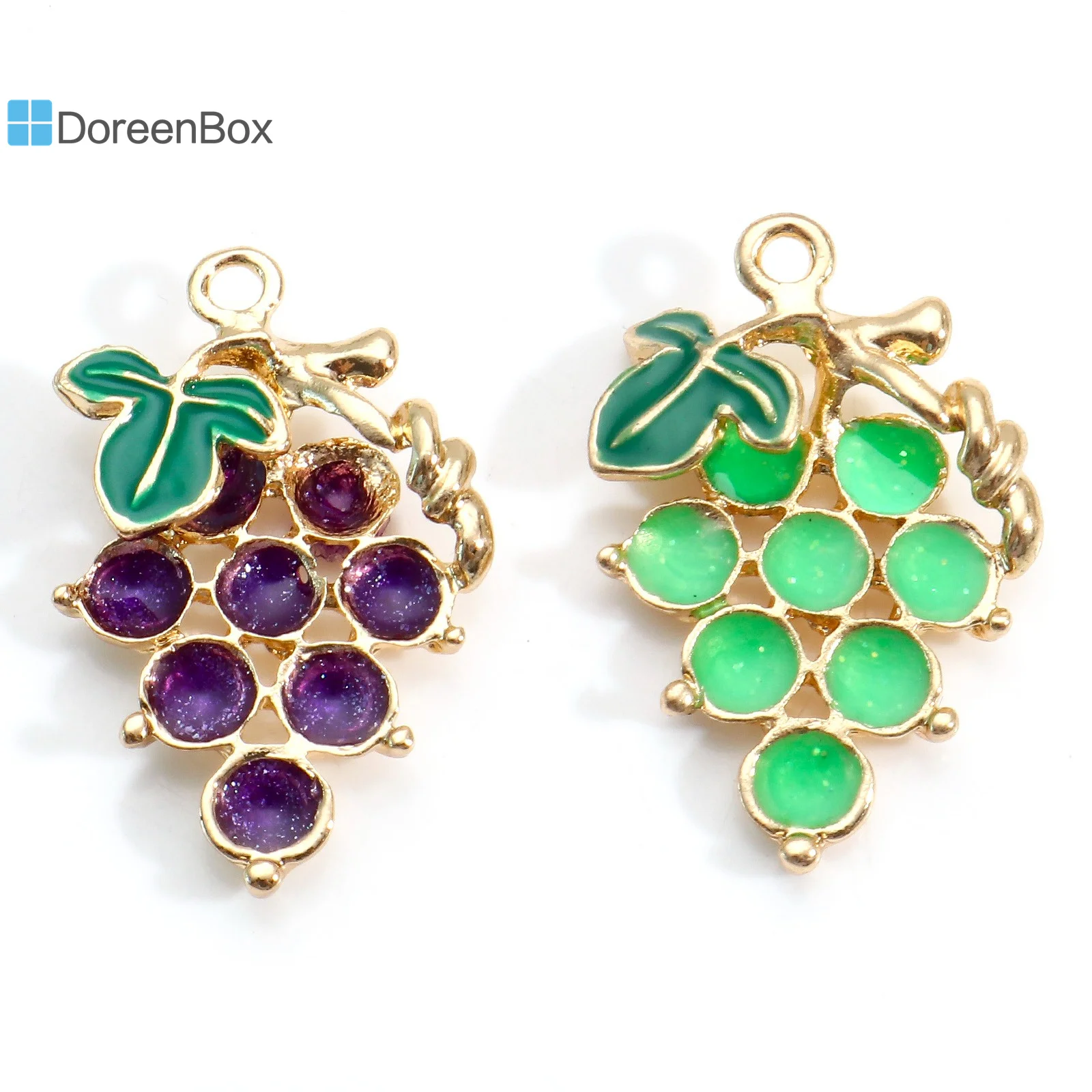 

5pcs Green Purple Grape Charms Gold Color Fruit Enamel Pendants For Diy Jewelry Making Necklace Bracelet Findings 28x18mm
