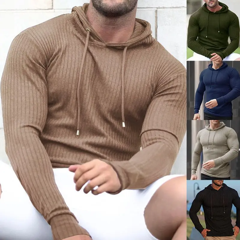 Fitness Men's Sports Training Long Sleeve Pullover Outdoor Running Slim Long Hoodie Sweats Man Clothes with Hood