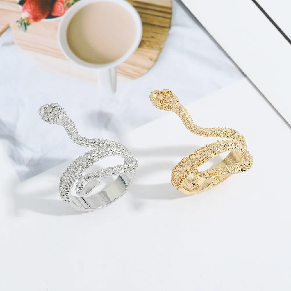 

Punk Rings for Men Women Gothic Animals Snake Ring Exaggerated Gold Silver Plated Adjustable Party Gift Jewelry Mujer Bijoux