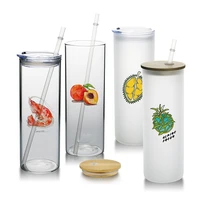 new arrival 20oz straight sublimation glass skinny tumbler clear frosted milk cup with lid and straw for outdoor supplies