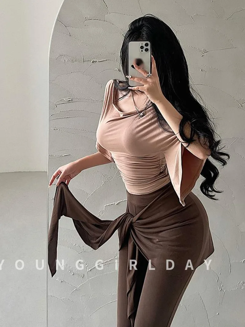 Desire Сексуальная футболка с откидным воротником на одно плечо морщинистая