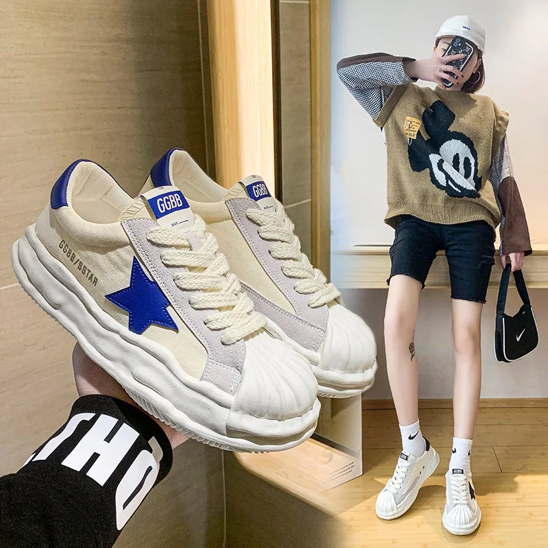 

Small white shoes women's 2022 spring new niche trend all-match casual color contrasting old star sneakers 35-40