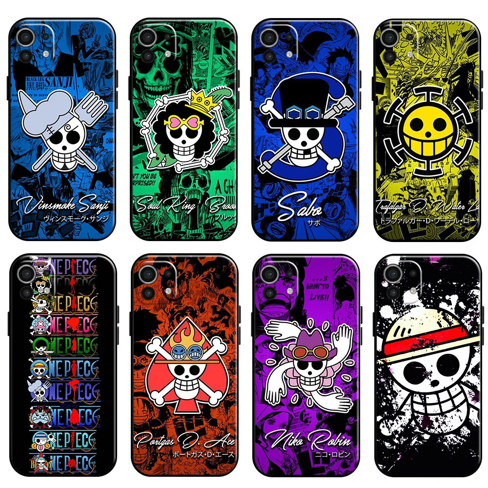 

Anime One Piece Skull Logo Phone Case For Xiaomi Mi 11 11 Lite 5G Carcasa TPU Coque Funda Black Liquid Silicon Silicone Cover