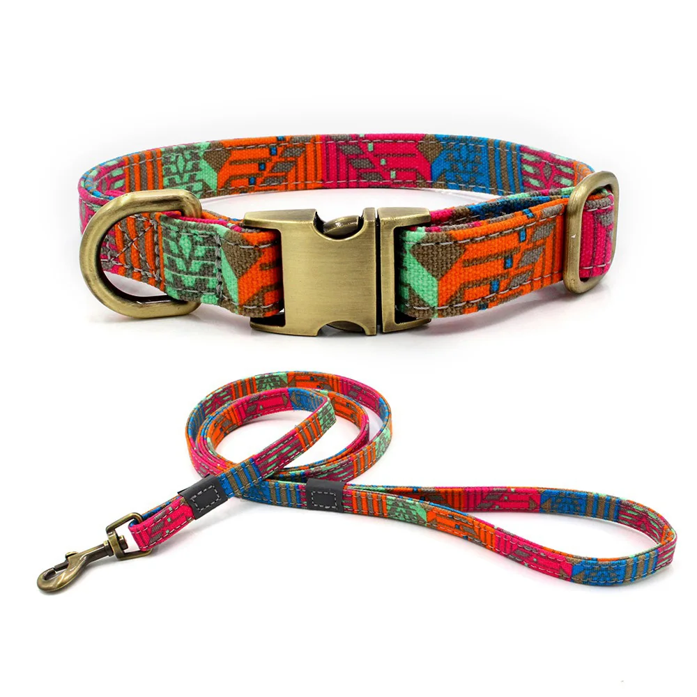 

Pet Necklace Nylon Dog Collar Lead Set Personalized Small Medium Large Dogs Reflective Collars Pitbull Pug Dog Supplies