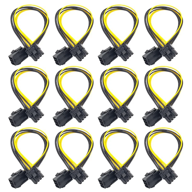 

12 Pcs PCIE Power Cable 6Pin to 8Pin (6+2) Graphics Card Power Supply Extension 18AWG Splitter Cable for Bitcoin Mining