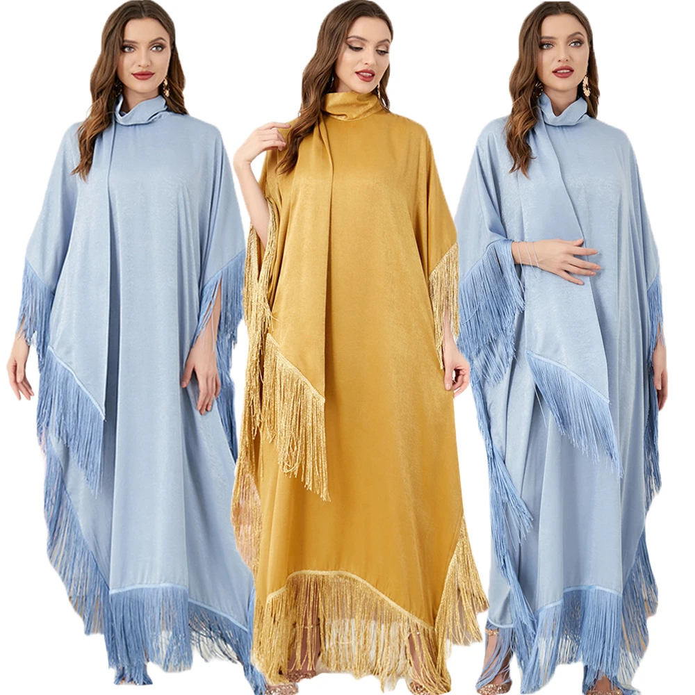 

Morocco Muslim Abaya Elegant Tassel Fringed Women Maxi Dress Turkey Arabic Islamic Evening Party Gown Jalabiya Kaftan Vestidos