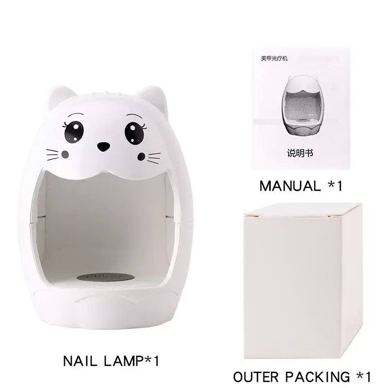 

NEW IN 3W Single Finger UV LED Lamp Quick-drying Phototherapy Machine Pink Cat Shape Design Portable USB Cable Manicure Salon To