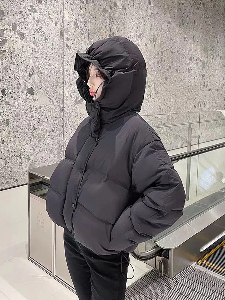 Зимний тренд фиолетовая утолщенная теплая укороченная куртка на молнии с 90%