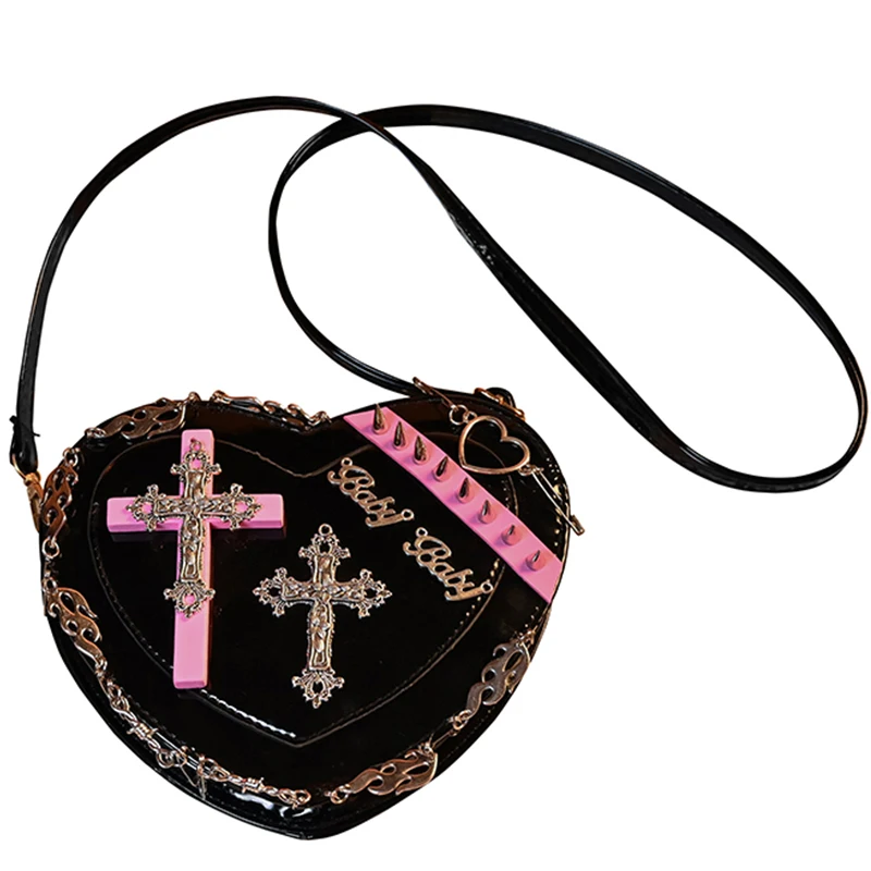 Y2k Hot Girls Heart Shaped Shoulder Bag Women's Handbags Fashion Female Crossbody Bags Design Pu Leather Tote Purse for Ladies