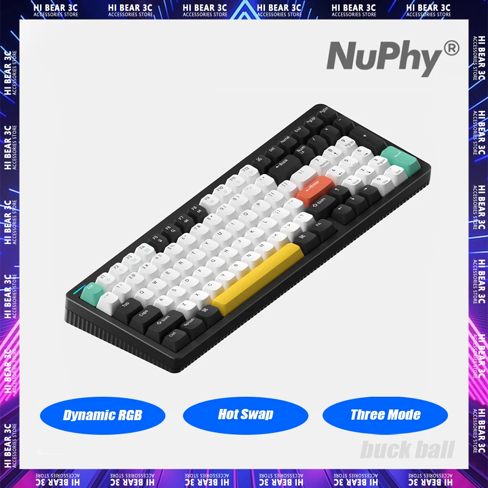 

NuPhy Halo96 Mechanical Keyboard Dynamic RGB Backlit Three Mode Hot Swap 96 Keys Pc Gamer Keyboard Mac Office Laptop Accessories