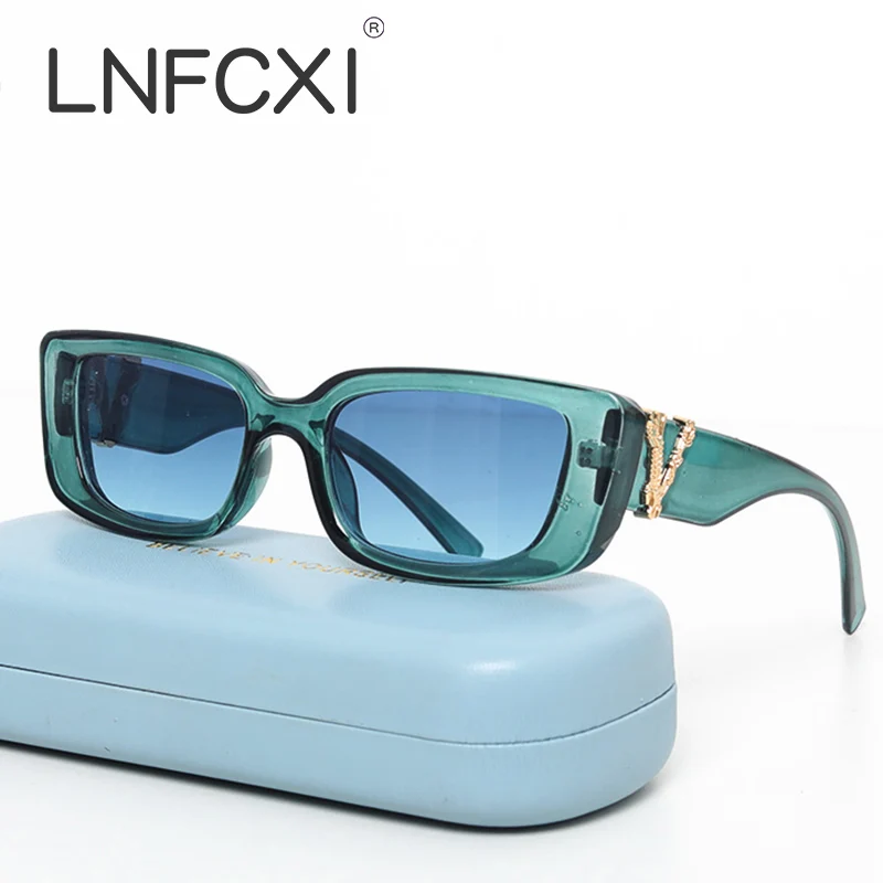 

LNFCXI Vintage Small V Cat Eye Sunglasses for Women Men Retro Brand Designer Women Retro Sun Glasses Eyewear Oculos De Sol