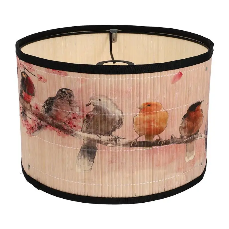 

Chinese Painting Lampshade Bamboo Hanging Light Shade Handmade Woven Chandelier Light Cover Home Decor Hanging Pendant