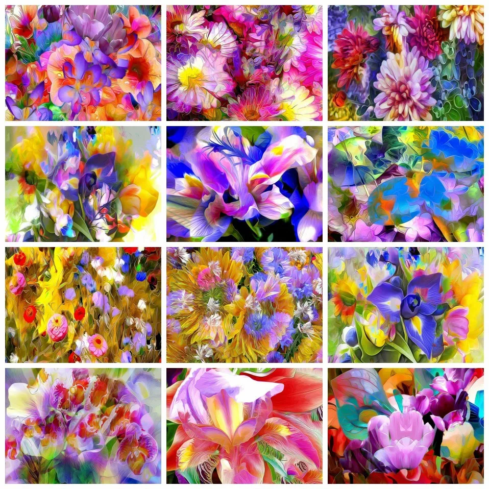 

AZQSD Flower Painting By Numbers Unique Gift For Children Hand Painted Kit Canvas Decorations Living Room Coloring For Home