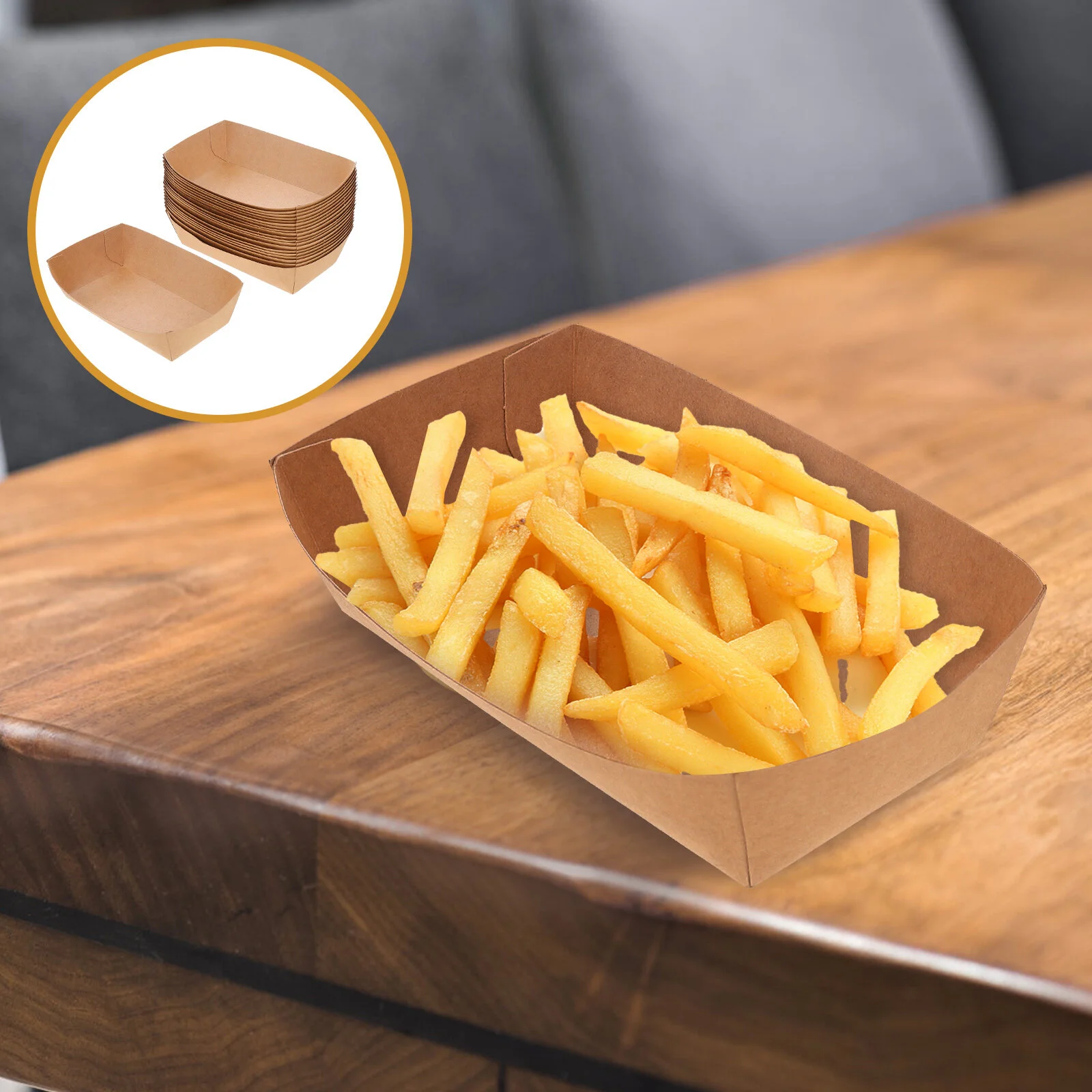 

100pcs Paper Trays Paper Boats Greaseproof Nacho Trays Take Out Serving Boats Baskets Trays for Party Snacks French Fries