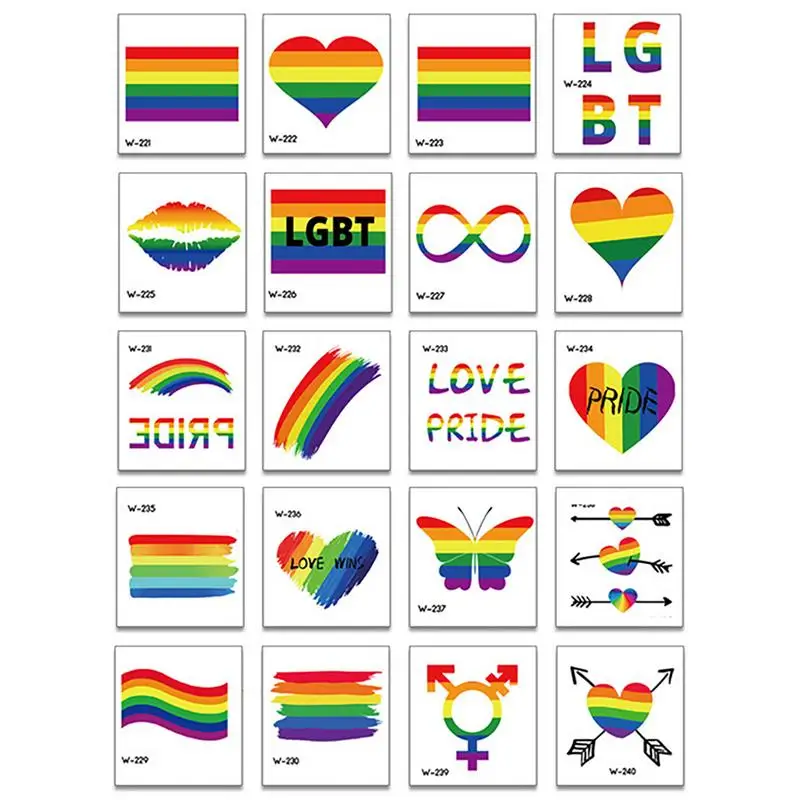 

10/20Pcs Temporary Tattoo Sticker Gay Waterproof Fake Tattoo Set LGBT Rainbow Flag Face Cosmetic Leg Arm Body Art For Men Women